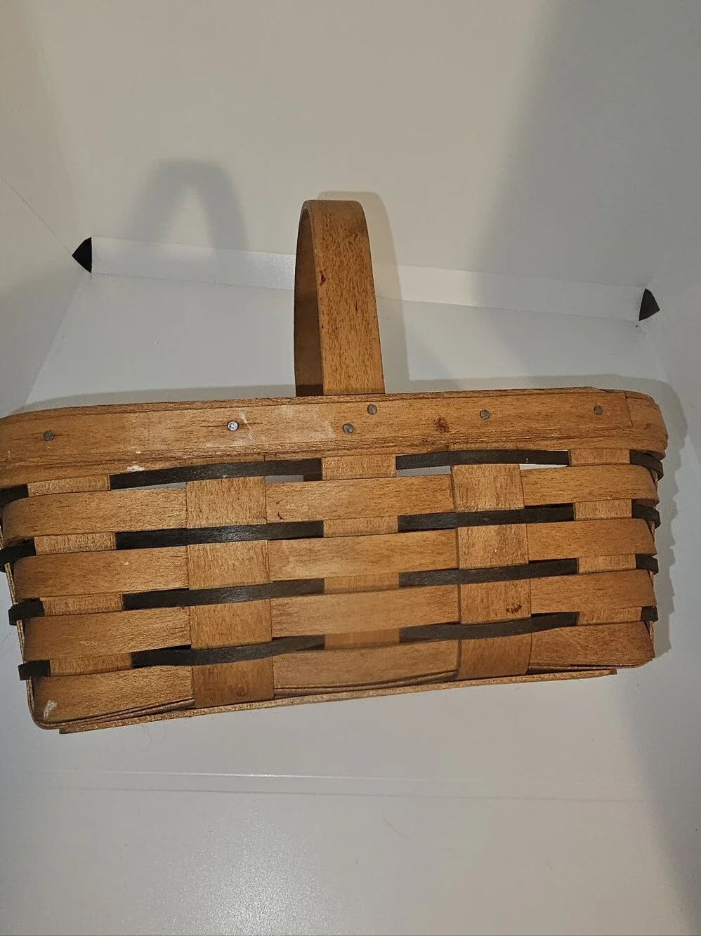 Longaberger Wood Basket With Wood Handle - EUC